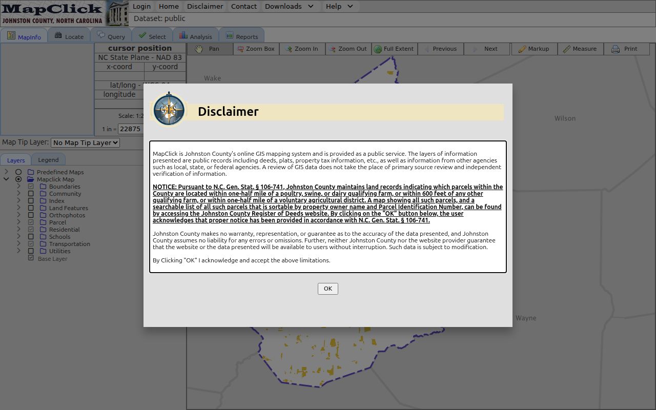 Johnston neighbors lookup with the MapClick GIS parcel viewer