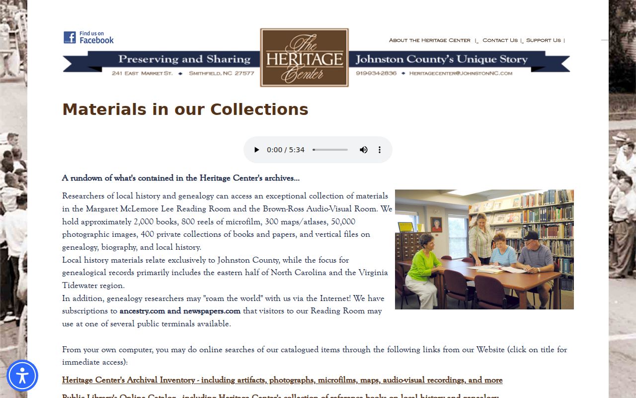 Johnston residents directory Heritage Center collections