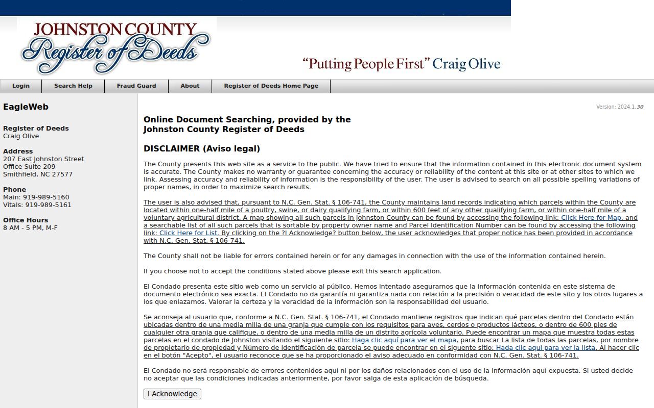 Johnston residents directory Register of Deeds index